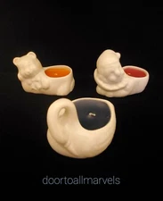 Vintage Coty Sweet Earth Candle Charms Figural Votives w/ Candles Set of 3