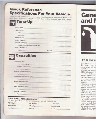 Chilton's Repair & Tune-up Guide ~ Rabbit / Jetta Scirocco Dasher 1974-80 - Bild 6 von 12