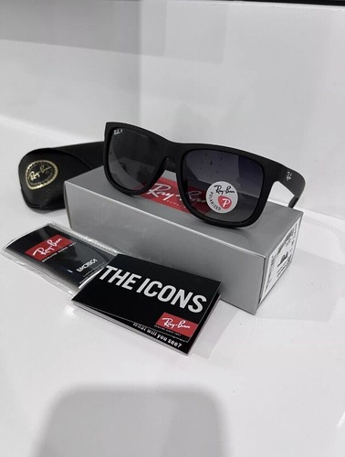 New Ray-Ban Justin RB4165 Matte Black/ Gradient Grey Sunglasses - 第 1/6 張圖片