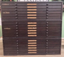 Vintage C & E Marshall Watchmaker Repair Cabinet Full Of Crystals Set Of 3