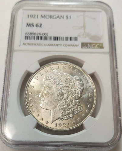 1921 MORGAN SILVER DOLLAR S$1 NGC MS62 #6589874-001