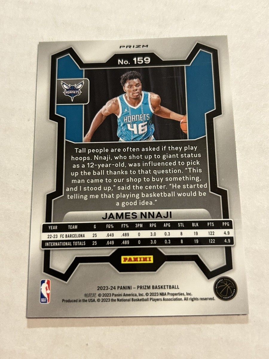 2023-24 PANINI PRIZM JAMES NNAJI #159 PINK ICE ROOKIE HORNETS SP