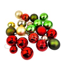 Shatterproof Christmas Ornaments Balls Gold Red Green Lot 22 pieces