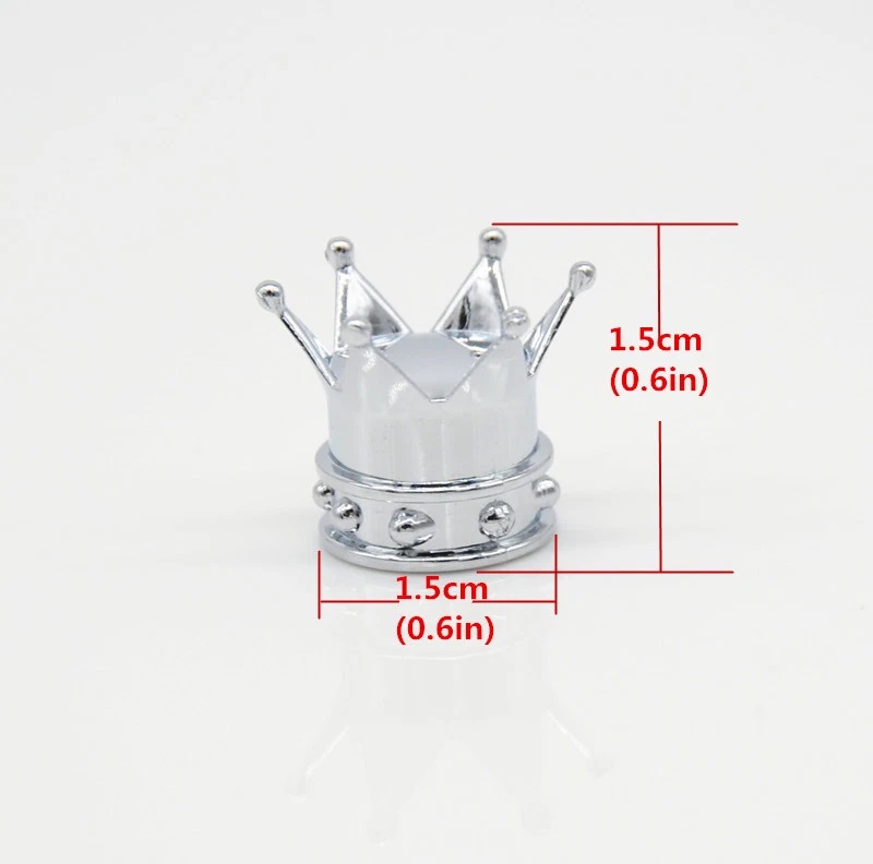 Cromado Imperial King Coroa de Carro Pneu Roda Válvula Hastes Ar Poeira Tampa 4x - Imagem 3 de 4