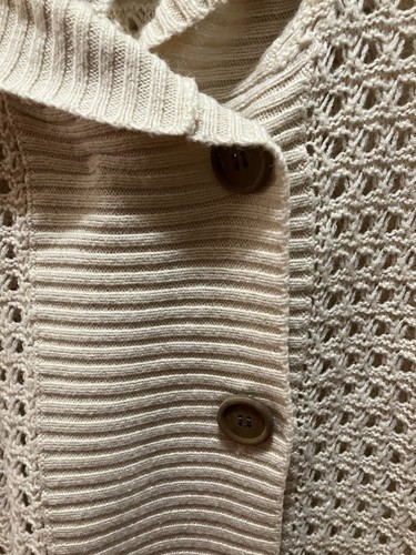 O'Neill Hoodie Tunic Sweater Womens Large Cream Crochet Cabincore Cozy Lagenlook - Picture 7 of 10