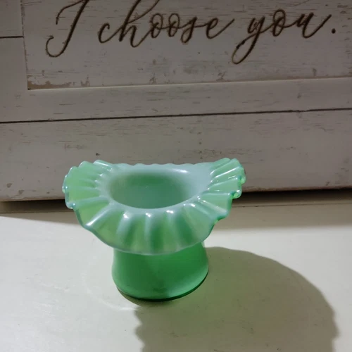 Fenton Glass Jade Color Overlay Top Hat Toothpick Holder