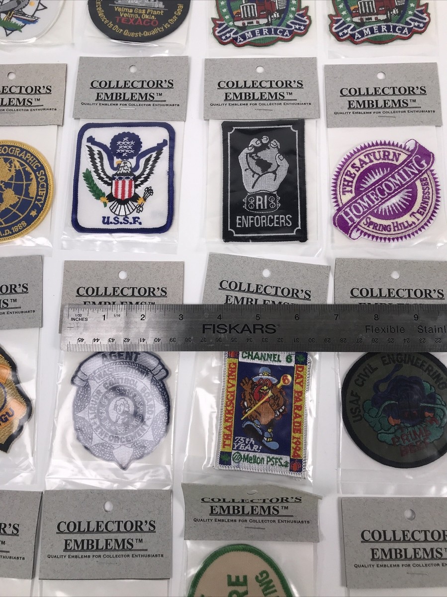 Lot De 36 Patchs Brodés Vintage Neufs - Thèmes Police, Militaire, Sports Américains - Rare