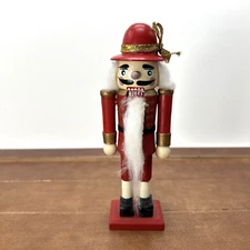 Vintage Christmas 7" Tall Red Wood Nutcracker Figure Decor