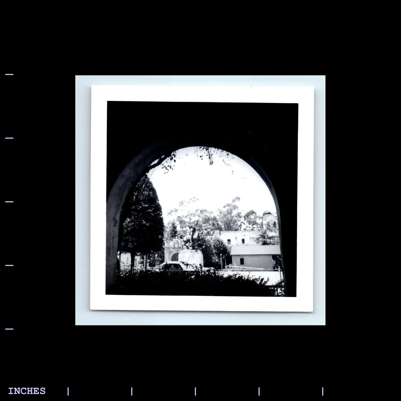 Vintage Square Photo MONUMENT WARRIOR RIDING HORSE