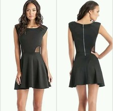 New Guess black Mesh-Inset Shirred Dress size S