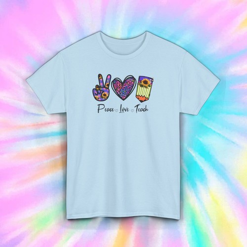 Peace Love Teach T-Shirt | Teacher Appreciation Graphic Tee S-5XL - Bild 10 von 13