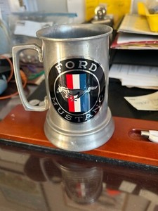 Ford Mustang  Emblem 5” Tall Aluminum Cup Mug Or Beer Stein,VINTAGE
