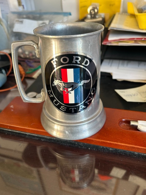 Ford Mustang  Emblem 5” Tall Aluminum Cup Mug Or Beer Stein,VINTAGE