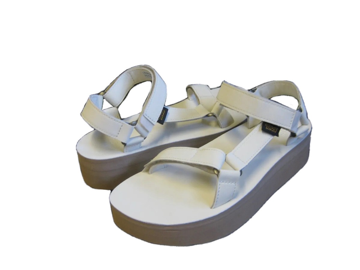 TEVA FLATFORM UNIVERSAL UP LEATHER WOMEN SANDAL CREAM WHITE US