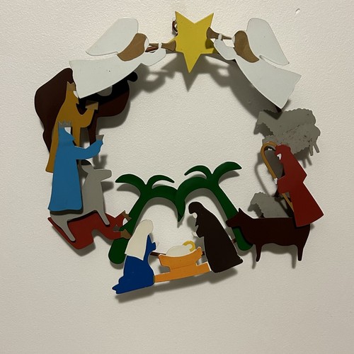 Midwest Metal Nativity Wreath Wall Hanging Christmas Holidays Holy Decoration - Picture 3 of 8