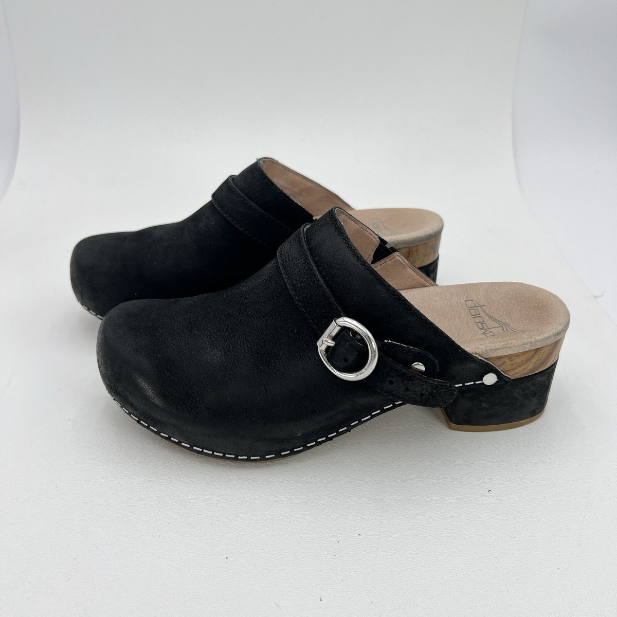 Dansko Marty Black Leather Milled Nubuck Leather Clogs Womens Size 36 US 6  | eBay