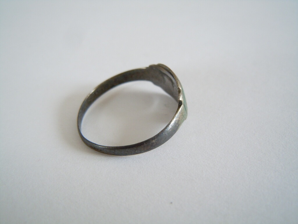 Small old delicate certified Silver Ring with eng… - image 6