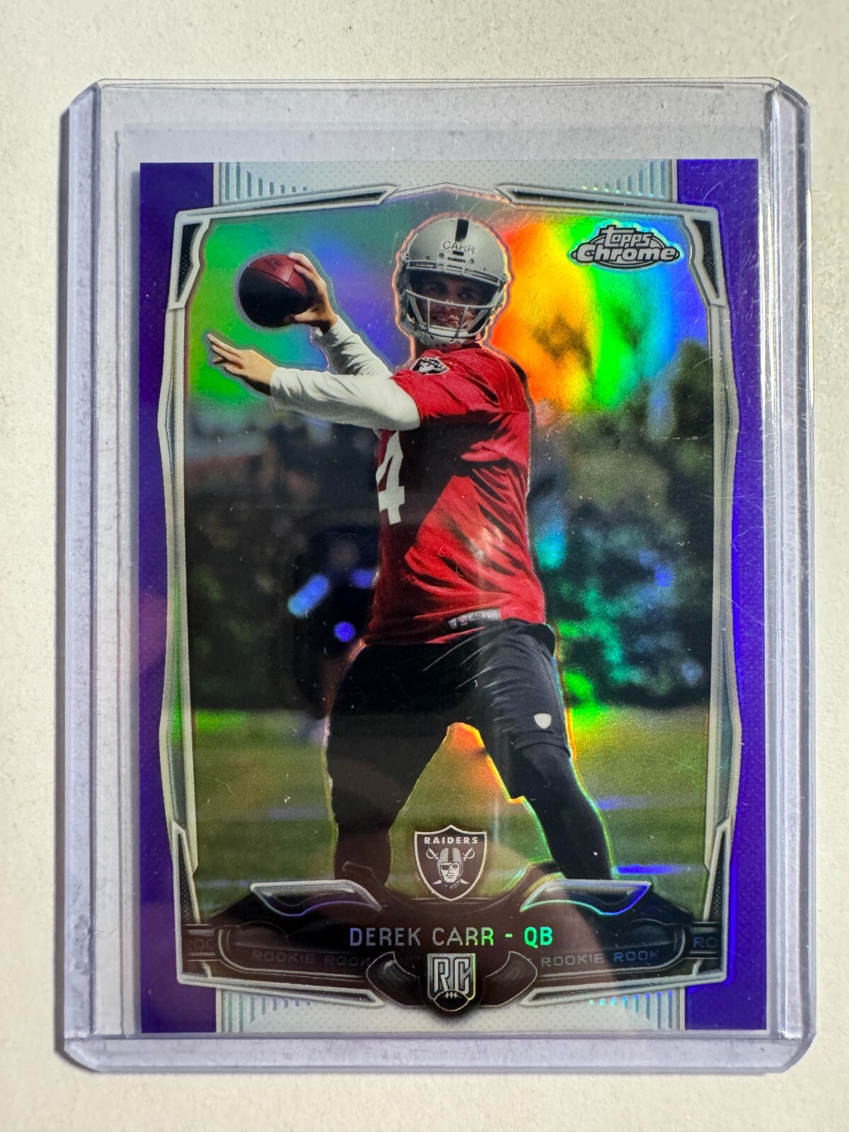 K166,801 - 2014 Topps Chrome Purple Refractors #115 Derek Carr