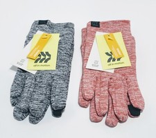 All In Motion Girls Warm Gloves Touchscreen Compatible Pink Gray Size 4-7 2PK 