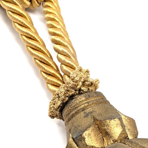 Tenda vintage nappa tieback oro ornato legno intagliato reggenza lusso grande 31" - Foto 6 di 11