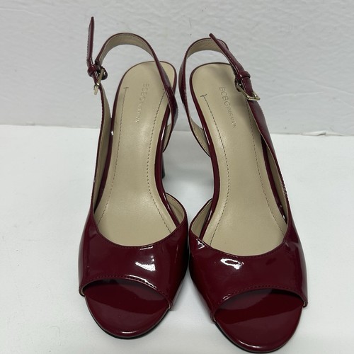 BCBGeneration Stiletto Strappy Heels Peep Toe 7.5 Burgundy Red Office Career EUC - Picture 2 of 9