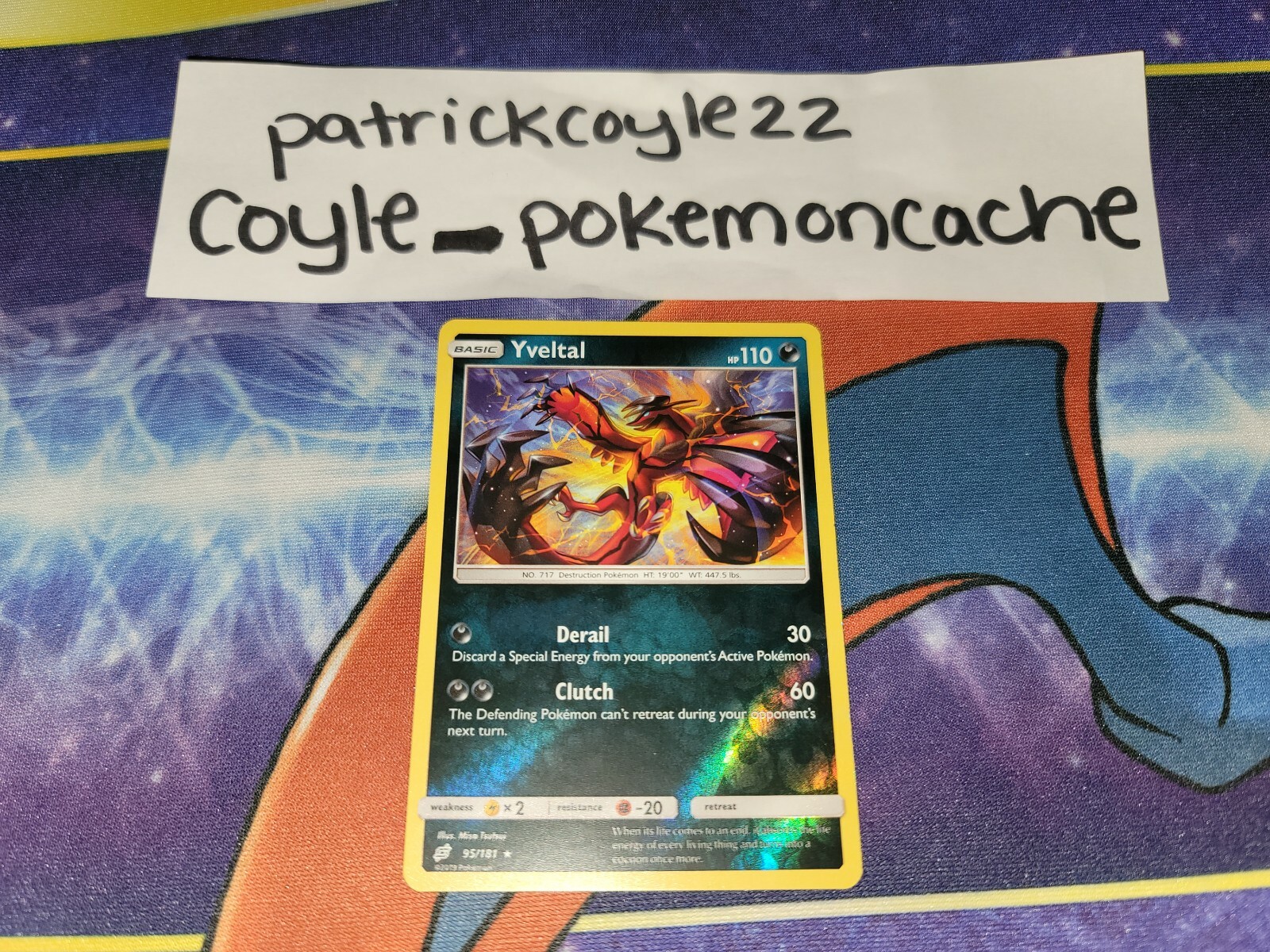 Yveltal Reverse Holo Rare Sun & Moon Team Up 95/181 NM