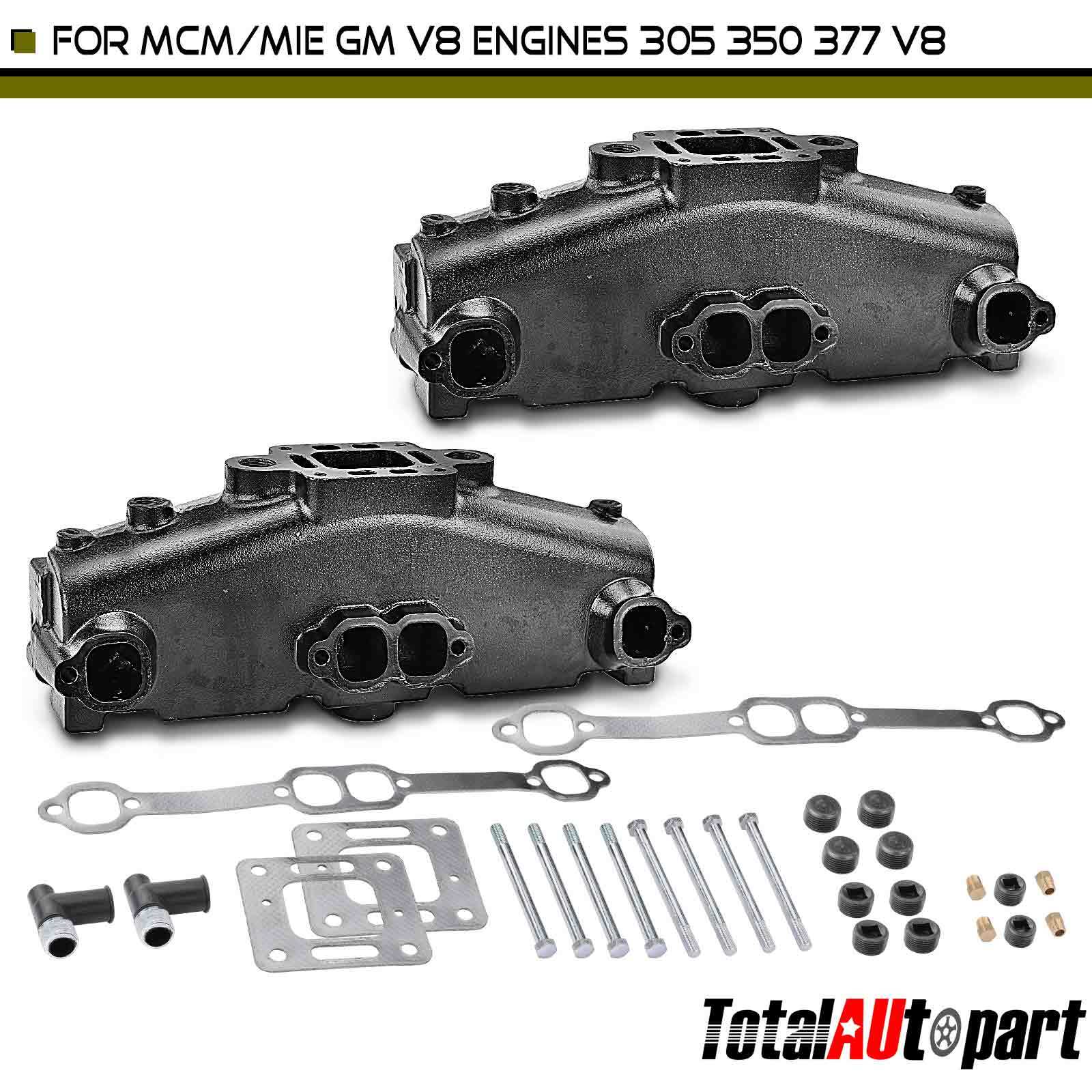 2*Exhaust Manifold For Mercruiser Gm Chevy Marine 5.0L 5.7L V8 - Foto 3