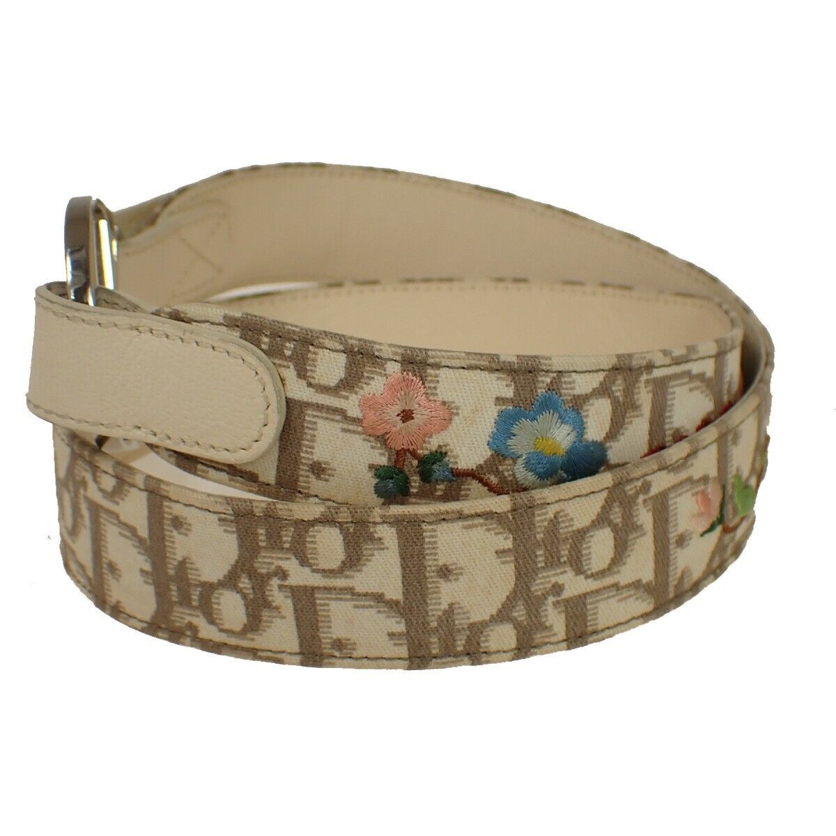 CHRISTIAN DIOR Logo Flower Trotter Pattern Buckle Belt CHRISTIAN DIOR Logo Flower Trotter Pattern Buckle Belt
