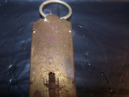 Vintage Brass finish Metal Utility Brand Hanging Scale 50 Lbs. MADE IN USA - Picture 2 of 7