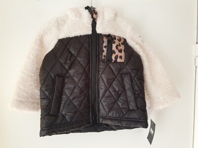 DKNY Jeans Faux Fur / Polyester Jacket - Black & White - 12 Months