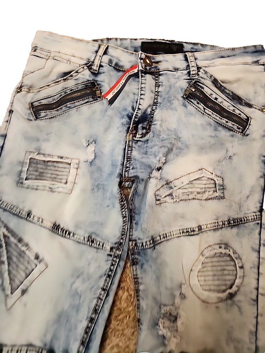 Benjamin Franklin Distressed Jeans w/ Zipper Pockets Size 34 | eBay