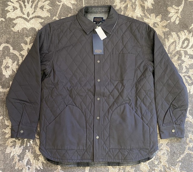 Pendleton Canvas Quilted Plaid Reversible Jacket Grey Black Mens Sz