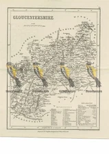 Gloucestershire, Map, Specially Engraved Book Illustration (Print), 1850