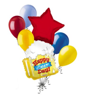 7 pc Happy Beer Day Mug Balloon Bouquet Party Decoration B