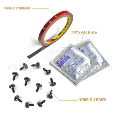 Automotive Installation Kit 3M Adhesive Double Sided Tape 12Pcs Mounting Screws