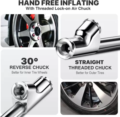 2×Dual Head Air Chuck 1/4" FNPT Straight Foot Lock On Truck RV Tire Inflate Chuc - Picture 7 of 17