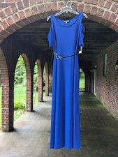 NWT Nine West Cold-Shoulder Maxi Royal Blue Dress Party Cocktail Size 4