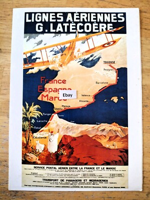 AIR FRANCE Menu Vintage LATECOERE Poster Image Original A/F Issue #12