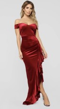 Fashion Nova Off The Shoulders Maxi Dress Ruby Velvet Size XL