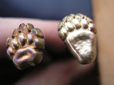 #ad 017 03 Front and Rear Grizzly Bear paws 2 Brass Leather stamps Saddler tools $39.00