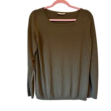 Max Mara Green Silk Blend Long Sleeve Blouse Womens M Casual Fall Classic Top