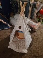 Dog Teepee Bed Cat Tent Portable Houses Pet Puppy with Thick Cushion M:Size ...