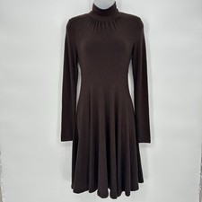 VTG Forever 21 Sz S Y2K Brown Long Sleeve High Neck Skater Whimsigoth Mini Dress