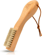 Laundry Brush Stain Remover Scrubber with Soft White Boar Bristles for Delicate