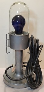 2000s Blue Cobalt Glass Explosion Proof Light Steampunk Industrial Vintage Lamp