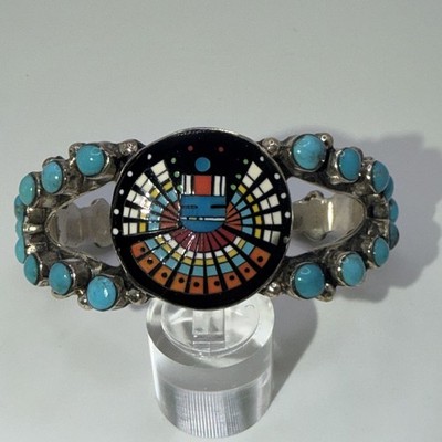 GILBERT ADAKAI NAVAJO STERLING SILVER TURQUOISE BRACELET 