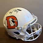 TROY FRANKLIN SIGNED DENVER BRONCOS F/S SNOWCAP SPEED REPLICA HELMET BECKETT QR