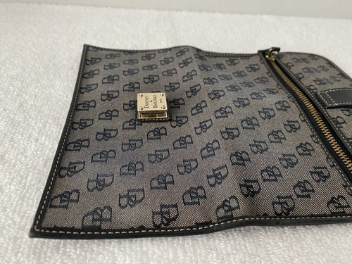 Dooney Bourke Vintage Monogram Wallet Canvas Leather Blue Black - Picture 3 of 12