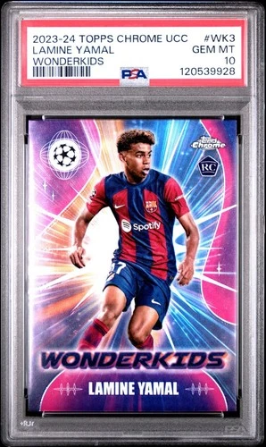2023-24 TOPPS CHROME SAPPHIRE EDITION UCC WONDERKIDS #3 LAMINE YAMAL RC PSA 10