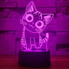 Cat 3D LED Night Light, Optical Illusion Lamp 7 Colors Birthday Anniversary Gift